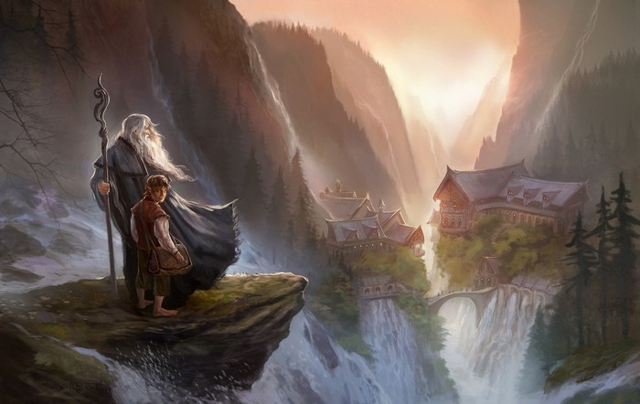 Gandalf and Bilbo Baggins in Rivendell from The Lord of the Rings