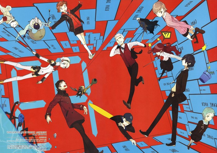Persona 3 characters in a surreal environment