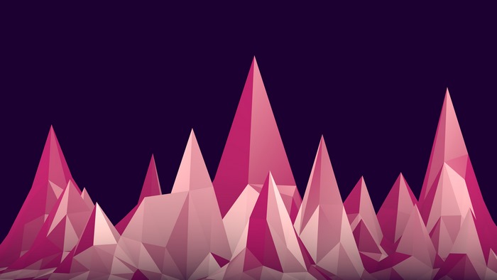 Low poly pink mountains on dark background
