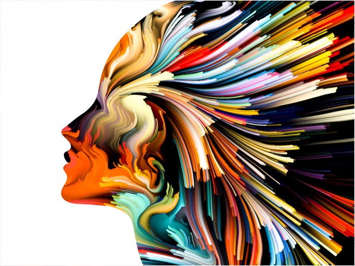 Abstract colorful profile of a woman