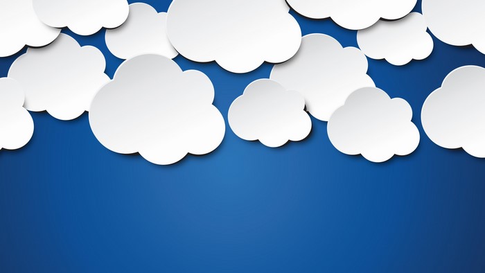 White clouds on a blue background