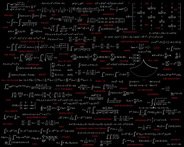 Mathematics Formulas on Black Background