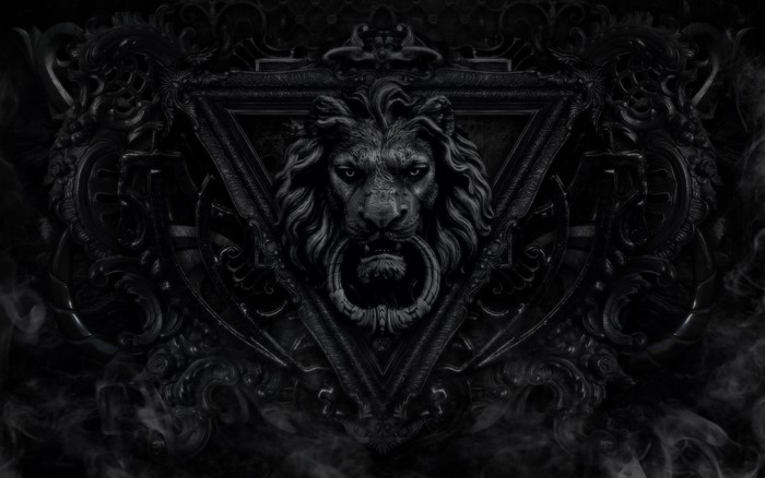 Dark Lion Head with Ornate Frame