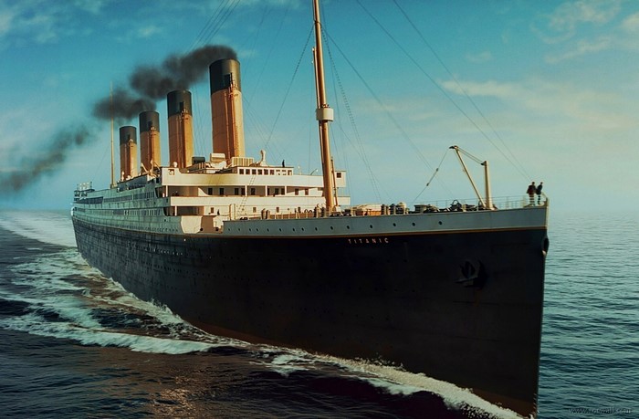 Historic Titanic Ocean Liner Sailing at Sea