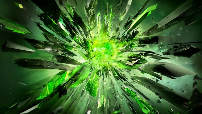 Abstract green crystal explosion