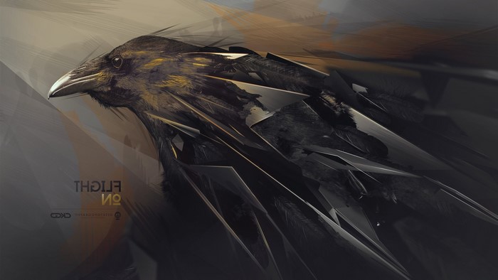 Abstract Raven in Flight