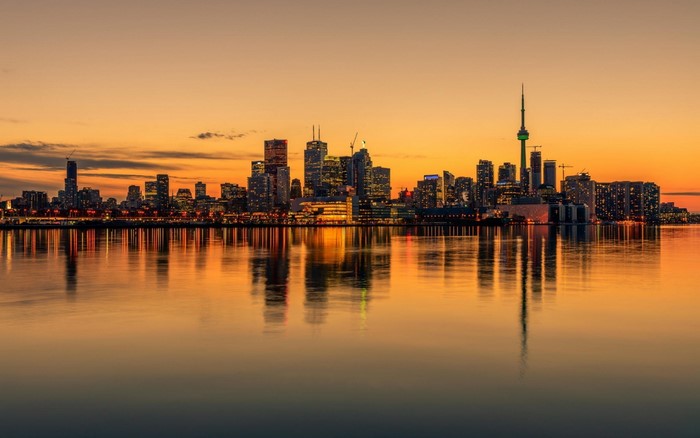 Toronto Skyline Reflection at Sunset