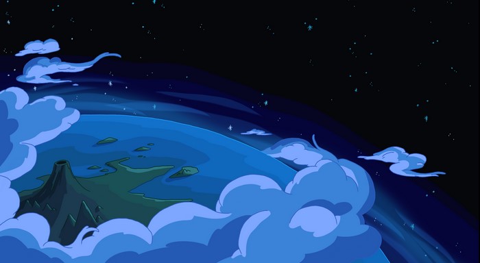 Adventure Time planet from space at night