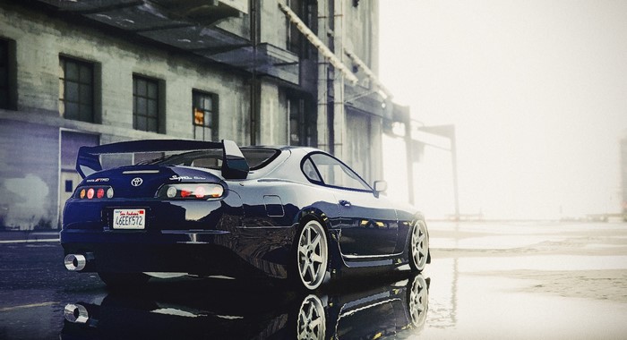 Toyota Supra Turbo car on wet street