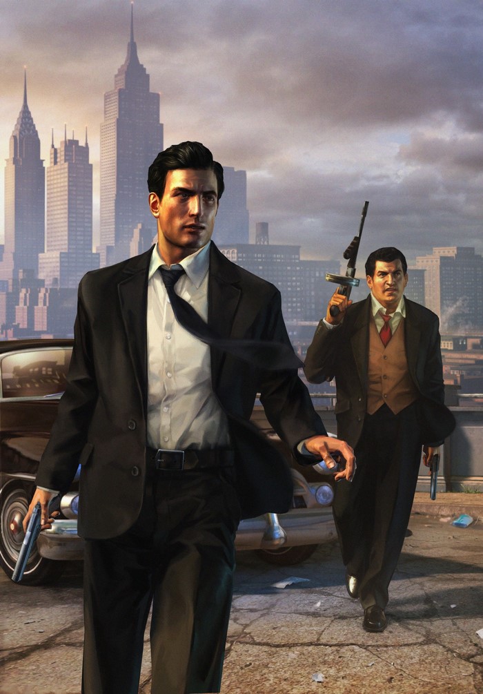 Mafia II Characters with Guns in Cityscape