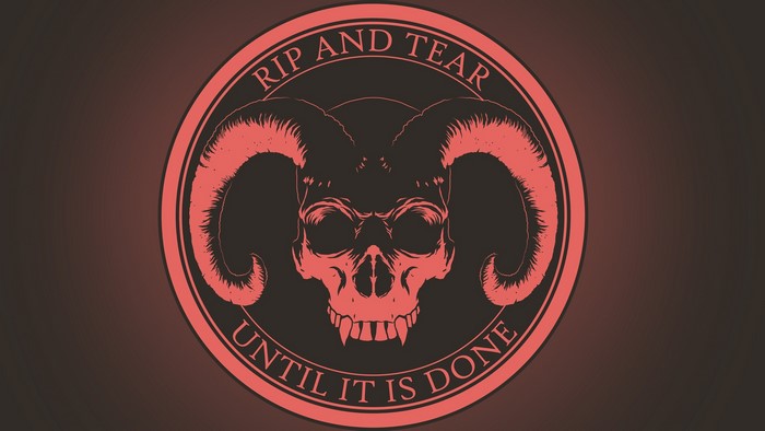 Doom Rip and Tear Skull with Horns Emblem