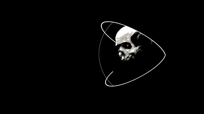 Skull artwork with red eye