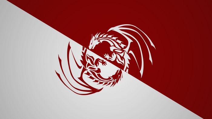 Yin Yang Dragons Red and White