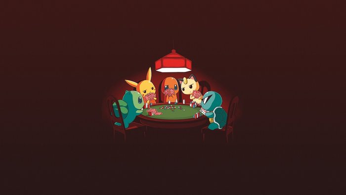 Pokémon Characters Playing Poker at a Table