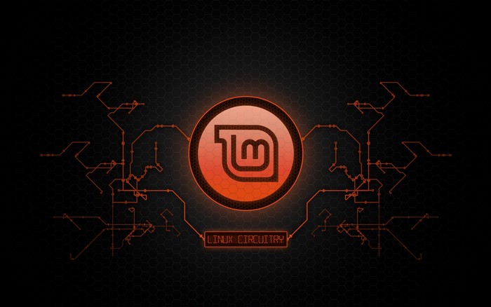 Linux Mint logo with circuitry