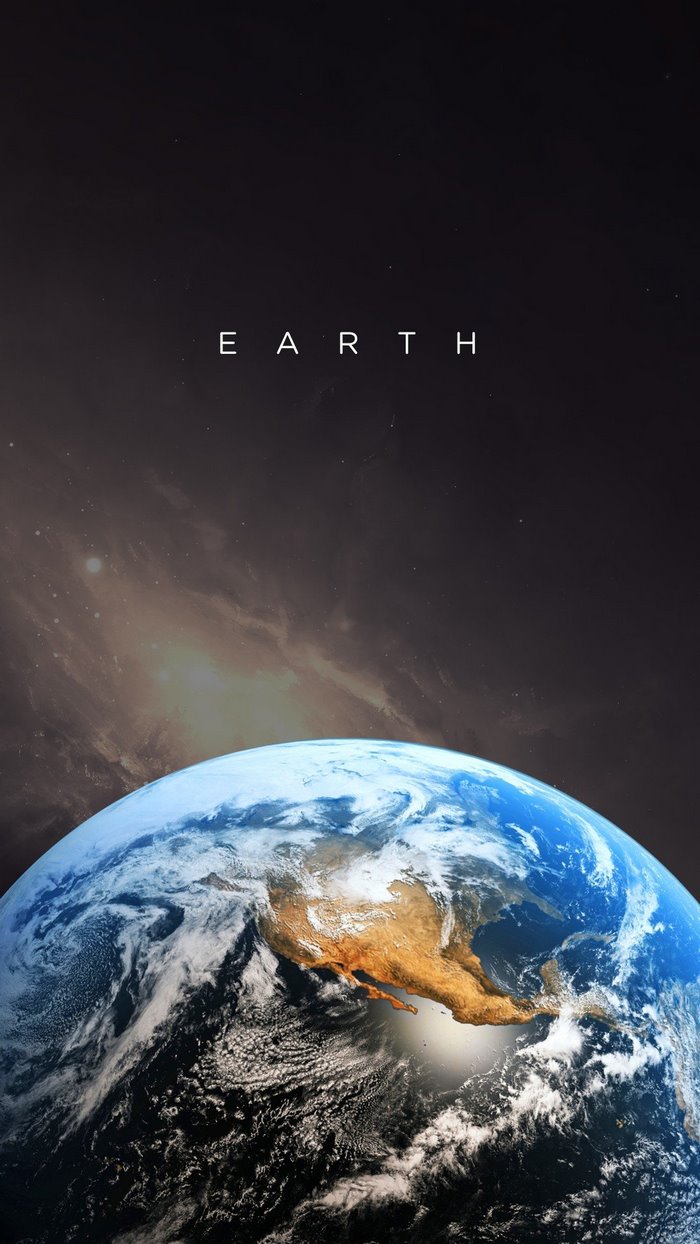 Earth from space with text
