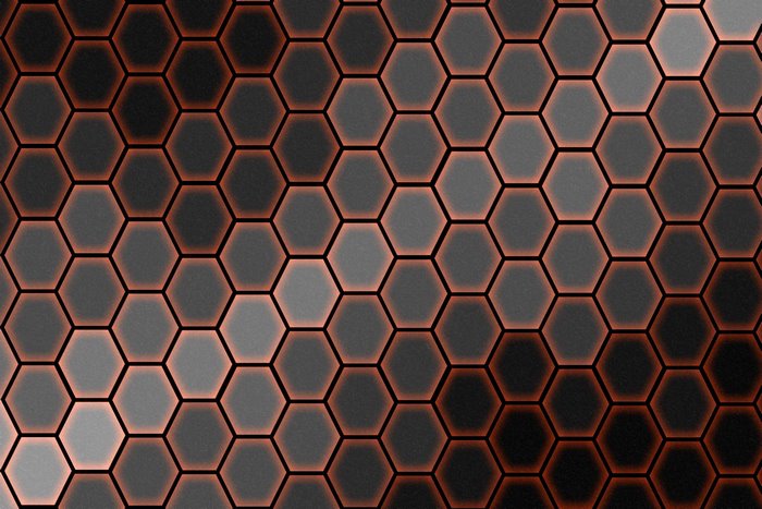 Hexagonal pattern with orange glow