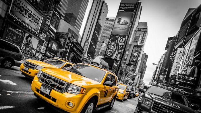 Yellow Taxis in Times Square, New York City