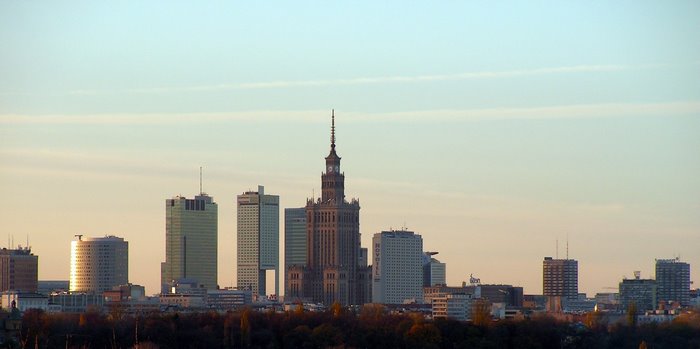 Warsaw skyline with Palace of Culture and Science