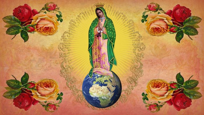 Virgin Mary on Earth with Roses