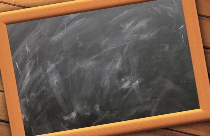 Empty blackboard with wooden frame