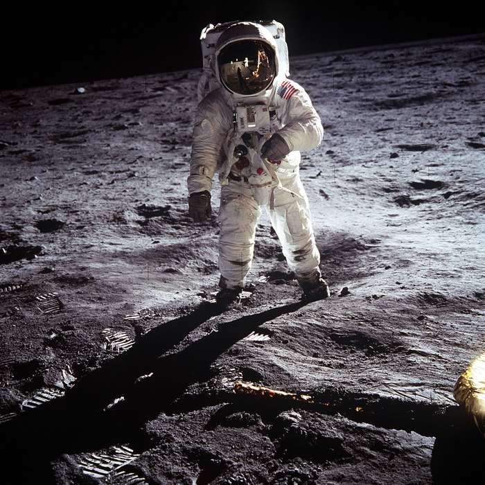 Astronaut on the lunar surface during Apollo mission