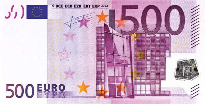 500 Euro banknote with European Union flag