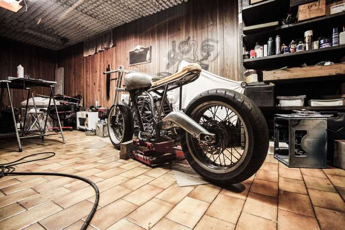 Motorcycle build in a garage 4K