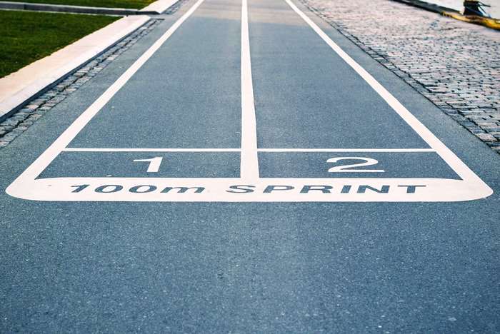 100m Sprint Track Lanes 1 and 2