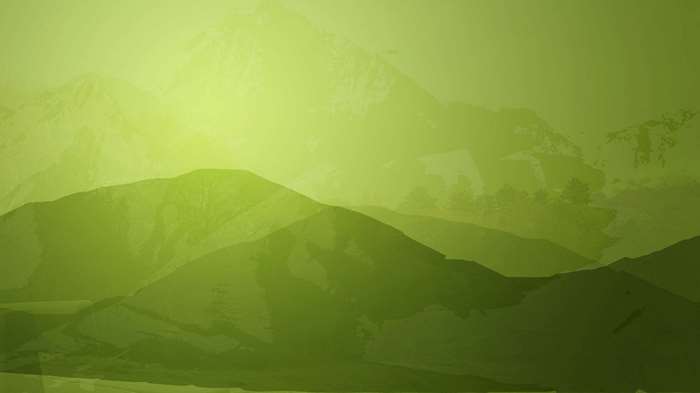 Green mountains landscape with yellow-green gradient