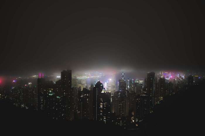 Misty Hong Kong Cityscape at Night 4K