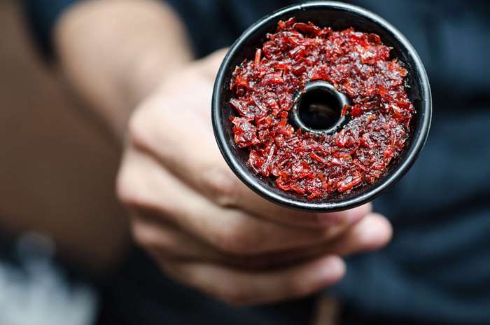 Hookah bowl with red tobacco 4K
