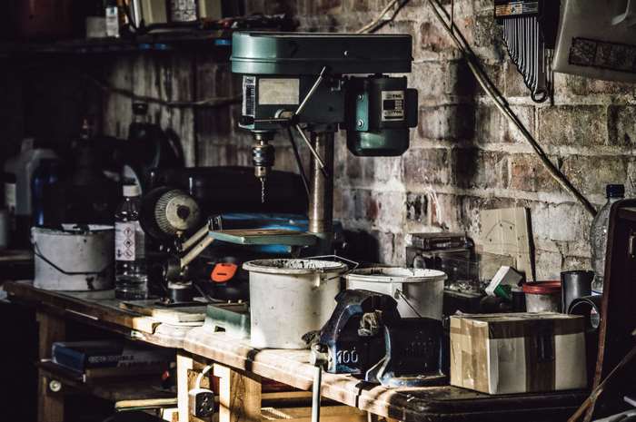 Drill and tools in a workshop 4K