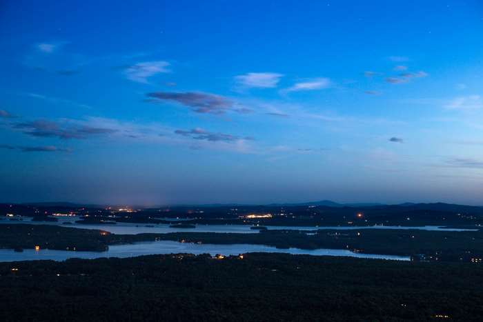 Lake and mountains at blue hour