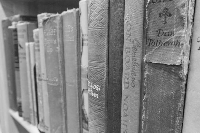 Vintage Books on a Shelf