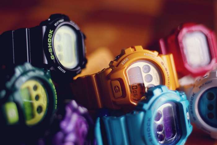 Assortment of colorful G-Shock digital watches