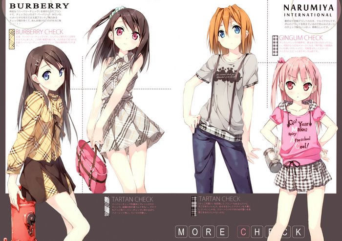 Anime girls in Burberry and Narumiya International fashion