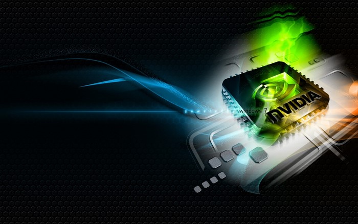Nvidia Windows 7 Chip with Blue and Green Lights