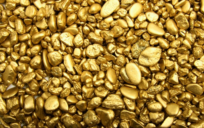 Pile of Gold Nuggets and Pebbles