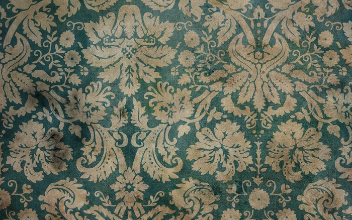 Old Teal and Beige Damask Pattern