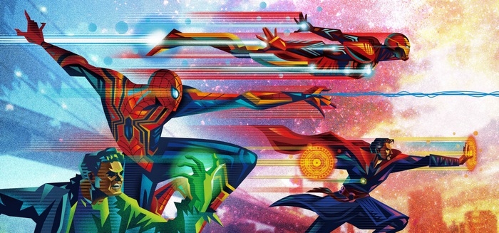 Spider-Man, Iron Man, and Doctor Strange from Avengers Infinity War