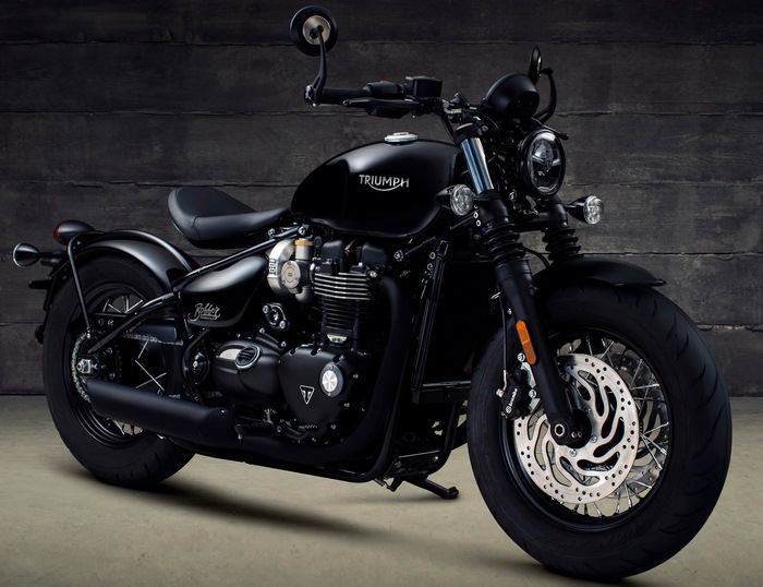 Black Triumph Bobber motorcycle