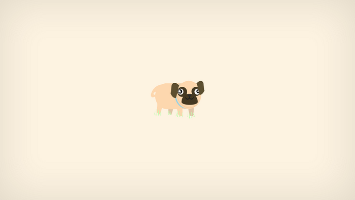 Minimalist illustration of a pug dog