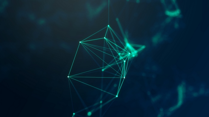 Abstract geometric network of glowing lines