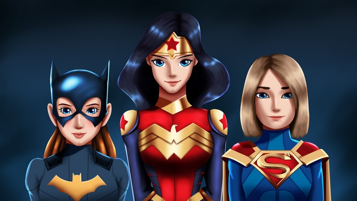 Wonder Woman, Batgirl, and Supergirl digital art