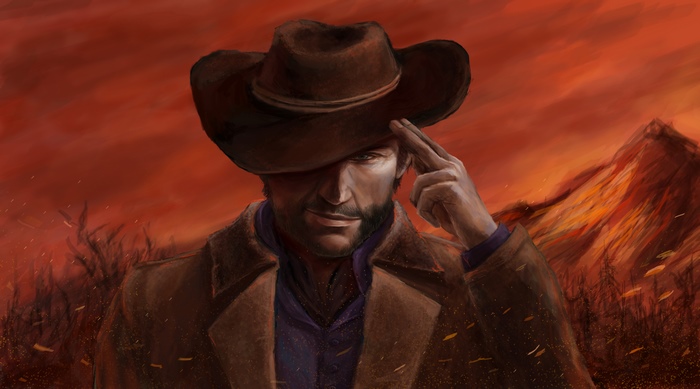 Artwork of a cowboy from Red Dead Redemption 2