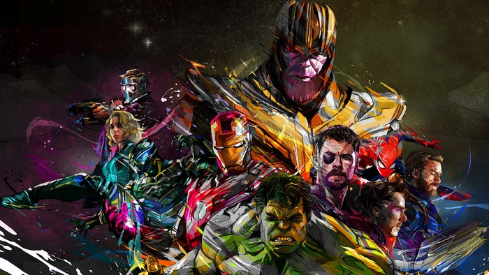Vibrant Avengers and Thanos Digital Artwork