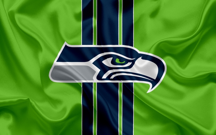 Seattle Seahawks Logo on Green and Blue Stripes