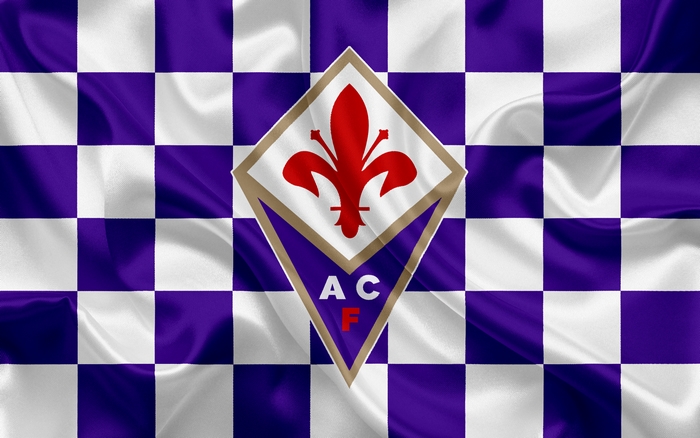 ACF Fiorentina logo on checkered flag