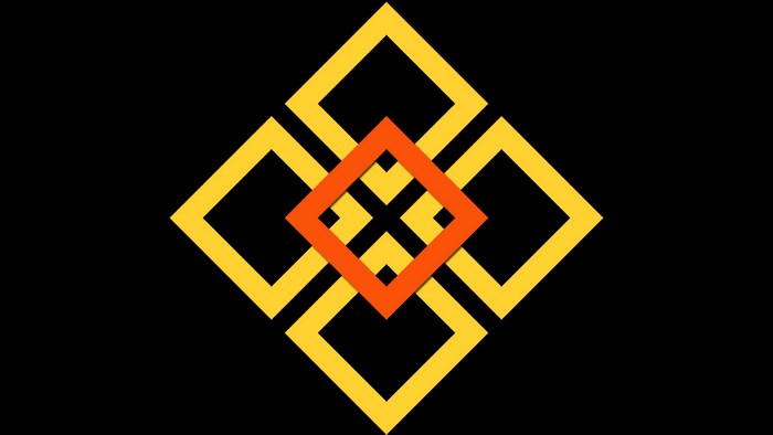 Abstract geometric shapes in yellow and orange on black